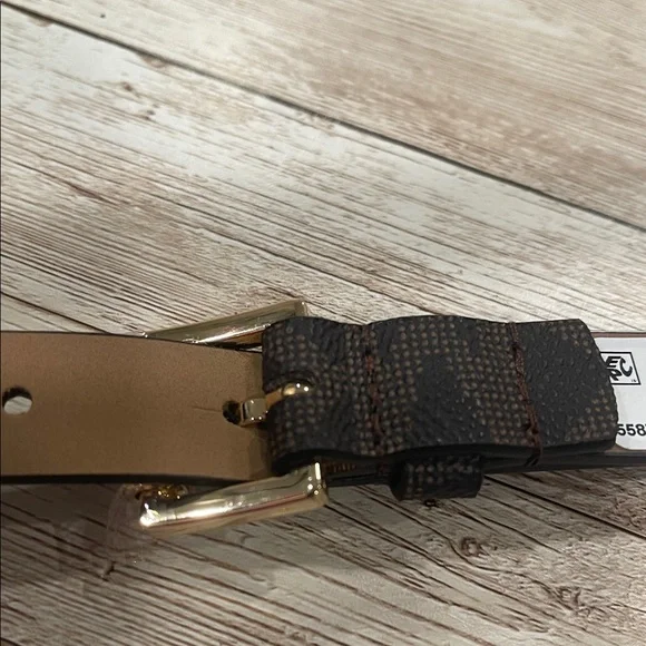 Michael Kors Brown‎ Monogram Belt with Gold Buckle NWT Retails $58 - Picture 2 of 6
